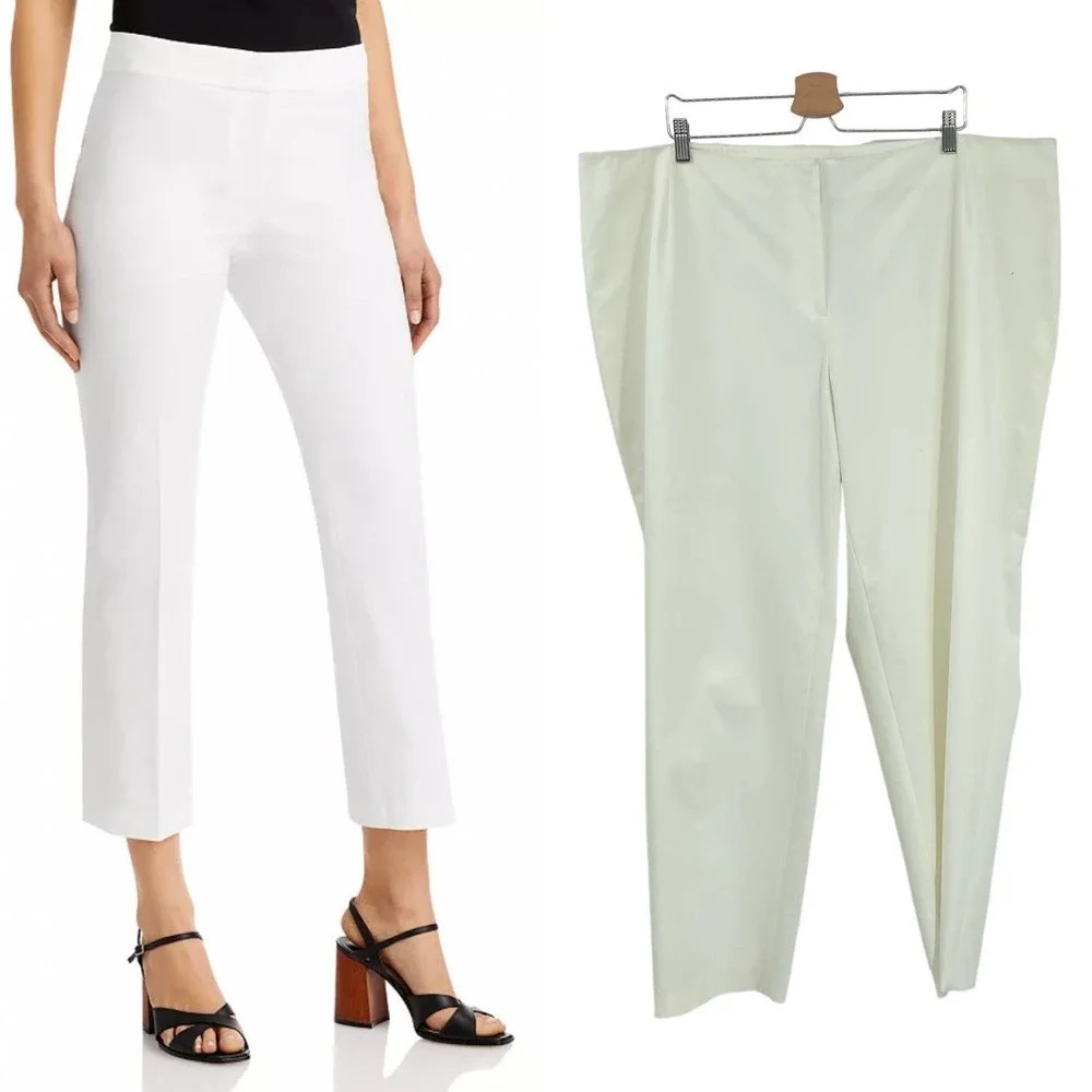 Lafayette 148‎ New York Manhattan Cropped Pants White Plus Size 24W